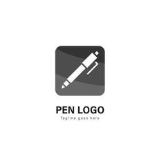 Pen logo template design. Pen logo with modern frame vector design