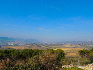 Fototapeta na wymiar Landscape of the Umbrian country from Civitella Benazzone, a small medieval village near Perugia, Umbria, Italy.