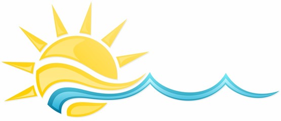 Fototapeta premium Sun and Blue Wave Symbol. 