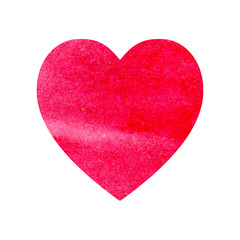 Watercolor red pink heart. Isolated design element. Valentine day card, love feelings. 