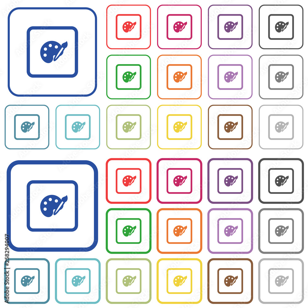 Poster adjust object color outlined flat color icons