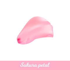 Beauty pink sakura petal. Vector romantic flower. Elegance petal for background for pastel design. Isolated petal