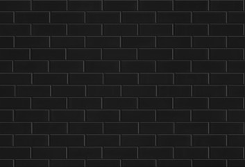 black brick tile wall or ceramic subway texture for background