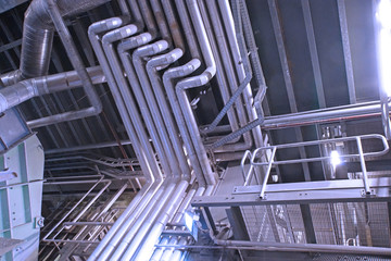 Industrial Steel pipelines, valves, cables and walkways
