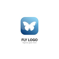 Butterfly logo template design. Butterfly logo with modern frame vector design