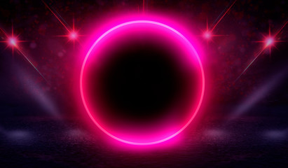 Obraz premium Brick wall, background, neon light