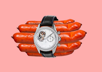 Lets take a break. A fried sausages as a bomb or hand with the black leather watches. Negative...