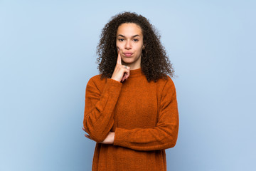 Dominican woman with curly hair Looking front