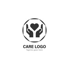 Care logo template design. Care logo with modern frame vector design