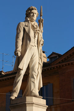 Modena, Emilia Romagna, Italy, Piazza Roma and Ciro menotti monument