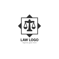 Law logo template design. Law logo with modern frame vector design