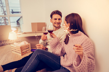 Couple feeling truly memorable while celebrating their moving