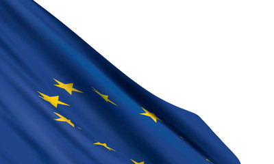 Background with realistic flag of the European Union (EU) isolated on white background.