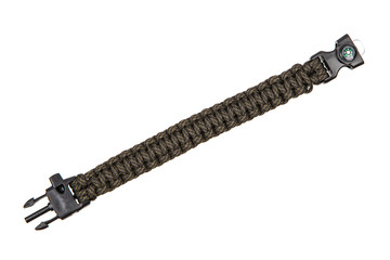 paracord bracelet isolated on white back