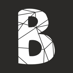 B white vector alphabet letter isolated on black background