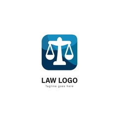 Law logo template design. Law logo with modern frame vector design