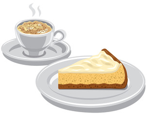 cheesecake and cappuccino
