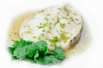 Steamed snow fish, spicy sauce