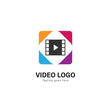 Video logo template design. Video logo with modern frame vector design