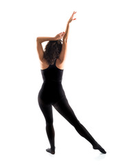 Girl ballet dancer on isolated white background