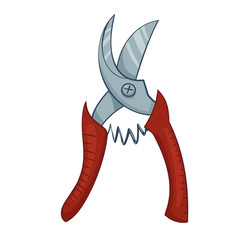 Gardening scissors.Cartoon illustration.