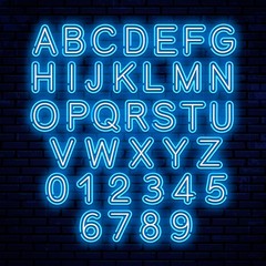 Vector neon letters, blue and white. Vector Illustration