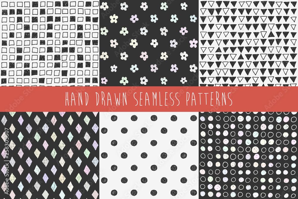 Poster set of abstract hand drawn patterns. vector illustration.