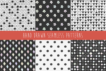 Set of abstract hand drawn patterns. Vector illustration.