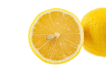 Fresh lemon sliced on white background