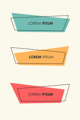 Set of flat geometric polygon vector banners.