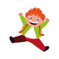 happy little schoolboy with schoolbag character