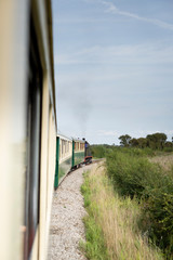 a steam train ride through the fields