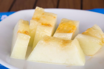 Melon portions on plate for dessert