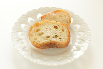 French bread on dish with copy space
