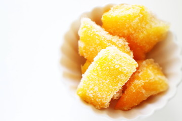 Frozen mango with copy space for healthy food ingredient image