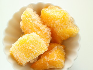 Frozen mango with copy space for healthy food ingredient image