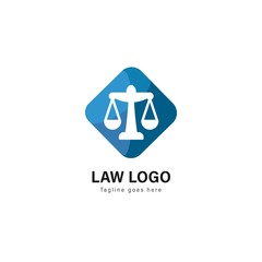 Law logo template design. Law logo with modern frame vector design