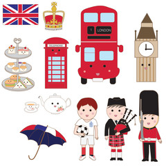 Naklejka premium UK England London Travel icons.isolate illustration vector.EPS10.