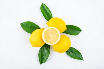 Fresh yellow lemon on white background