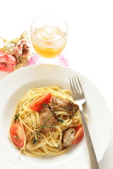 Smoked oyster and tomato spaghetti