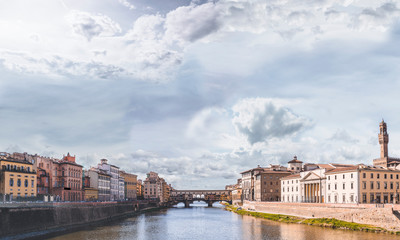 Panoramic view of the vecchio bridge, Florence