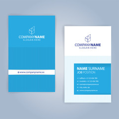 Business card template. Blue and White, vertical, Illustration Vector10