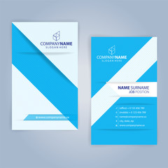 Business card template. Blue and White, vertical, Illustration Vector10