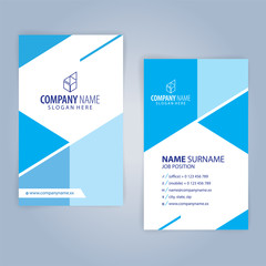 Business card template. Blue and White, vertical, Illustration Vector10