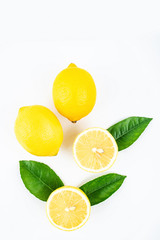 Fresh yellow lemon on white background