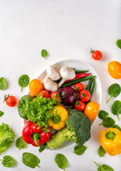 Whole vegetables on a white background.