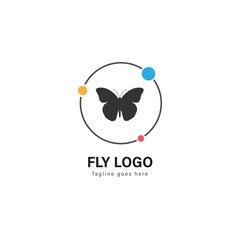 Butterfly logo template design. Butterfly logo with modern frame vector design