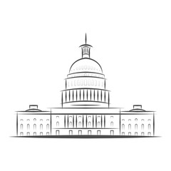 United States Government icon. Capitol building logo. Premium design. Vector thin line icon isolated on white background. Eps 10