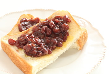 Japanese food, red bean paste on toast for Nagoya regional food image