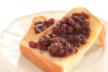 Japanese food, red bean paste on toast for Nagoya regional food image